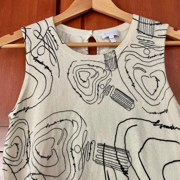Escada Sport Sweater Sleeveless Abstract Print Wool Blend Size Small - Picture 2 of 10